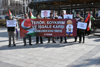 Erzurum&#039;da sağlıkçılar Filistin için "sessiz yürüyüş" gerçekleştirdi