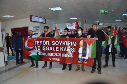 Erzurum’da hekimler ve sağlık çalışanları Gazze için sessiz yürüyüş yaptı