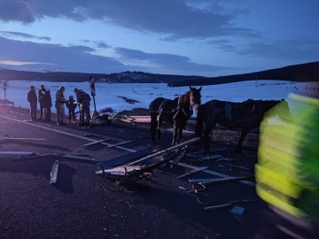 Ardahan&#039;da otomobil ile at arabasının karıştığı kazada 3 kişi yaralandı