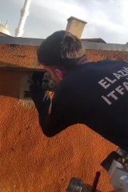 Elazığ'da duvardaki deliğe sıkışan ebabil kuşunu itfaiye ekipleri kurtardı