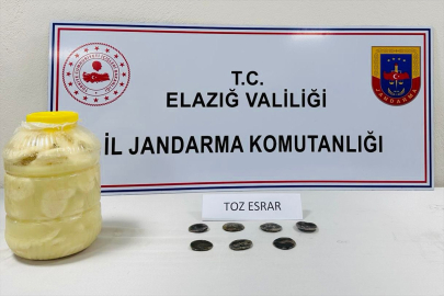 Elazığ'da peynir bidonunda esrar ele geçirildi
