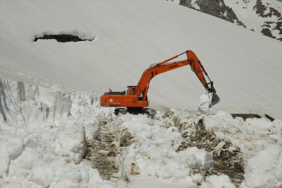 Hakkari&#039;de ekipler metrelerce karın bulunduğu Berçelan Yaylası&#039;nın yolunu açmaya çalışıyor