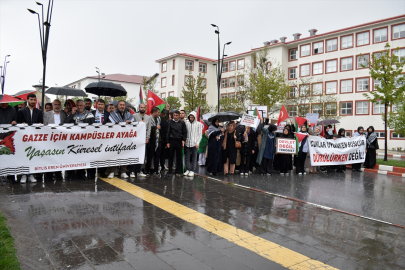 Bitlis&#039;te, Filistin için ABD&#039;de eylem yapan öğrencilere destek amacıyla oturma eylemi başlatıldı
