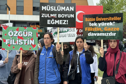 Elazığ&#039;da üniversite öğrencileri ABD&#039;deki Filistin eylemlerine destek verdi