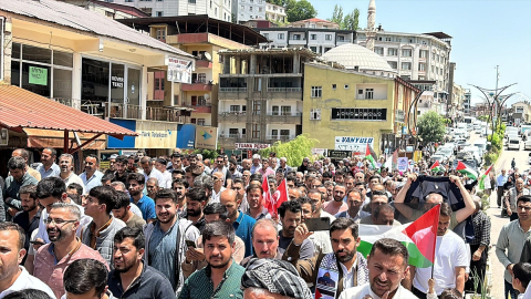 Şemdinli&#039;de İsrail&#039;in Gazze&#039;ye yönelik saldırıları protesto edildi