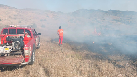 Bingöl'de çıkan örtü yangını ormana sıçramadan söndürüldü