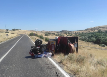 Malatya&#039;da devrilen tarım aracının sürücüsü öldü, 1 kişi yaralandı