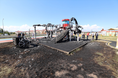 Erzurum&#039;da trafik eğitim parkında çıkan yangın söndürüldü