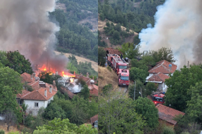 Balıkesir’in Bigadiç ilçesinde çıkan yangında 15 ev kül oldu
