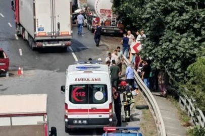 Trabzon'da otoyolda can pazarı! Karşı şeride geçen otomobil yakıt tankeriyle çarpıştı!