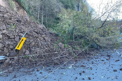 Karadeniz'de heyelan: Yol ulaşıma kapandı