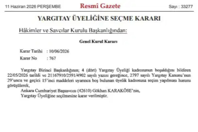 Yargıtay ve Danıştay'da kritik atamalar Resmi Gazete'de